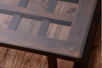 アンティーク家具　和製アンティーク　ガラス天板付き!古いこたつやぐらの座卓