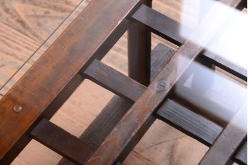 アンティーク家具　和製アンティーク　ガラス天板付き!古いこたつやぐらの座卓