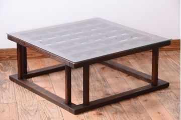 アンティーク家具　和製アンティーク　ガラス天板付き!古いこたつやぐらの座卓