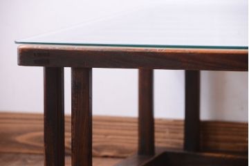 アンティーク家具　和製アンティーク　ガラス天板付き!古いこたつやぐらの座卓