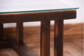 アンティーク家具　和製アンティーク　ガラス天板付き!古いこたつやぐらの座卓