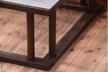 アンティーク家具　和製アンティーク　ガラス天板付き!古いこたつやぐらの座卓