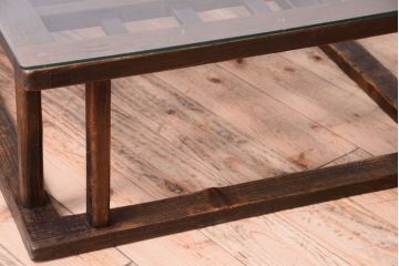 アンティーク家具　和製アンティーク　ガラス天板付き!古いこたつやぐらの座卓