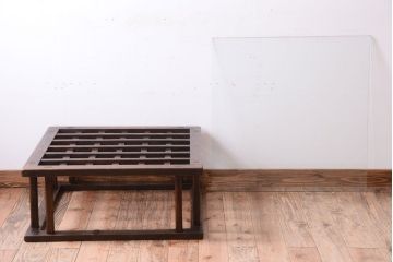 アンティーク家具　和製アンティーク　ガラス天板付き!古いこたつやぐらの座卓