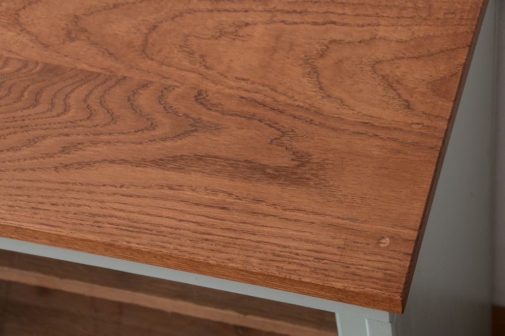 アンティーク家具　アンティークペイント　気泡ガラス入り!4枚扉のカウンターテーブル(2)