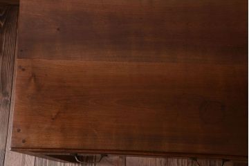 レトロ家具　和製アンティーク　ダイヤガラス入り!古いカバ材製のレトロな片袖机(勉強机・デスク)