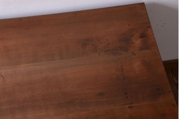 レトロ家具　和製アンティーク　ダイヤガラス入り!古いカバ材製のレトロな片袖机(勉強机・デスク)