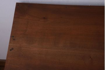 レトロ家具　和製アンティーク　ダイヤガラス入り!古いカバ材製のレトロな片袖机(勉強机・デスク)