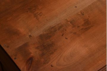 レトロ家具　和製アンティーク　ダイヤガラス入り!古いカバ材製のレトロな片袖机(勉強机・デスク)