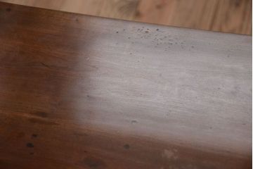 レトロ家具　和製アンティーク　ダイヤガラス入り!古いカバ材製のレトロな片袖机(勉強机・デスク)