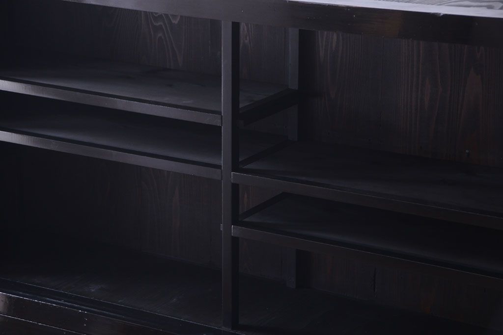 アンティーク家具　六尺　和製アンティーク　大正　引き出し付きの古い2段重ね飾り棚(水屋箪笥)