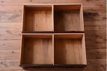 アンティーク家具　六尺　和製アンティーク　大正　引き出し付きの古い2段重ね飾り棚(水屋箪笥)