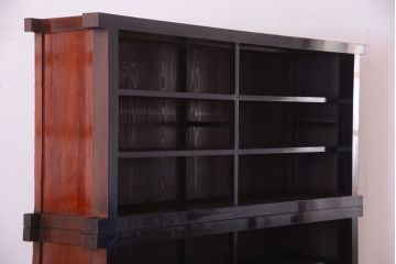 アンティーク家具　六尺　和製アンティーク　大正　引き出し付きの古い2段重ね飾り棚(水屋箪笥)