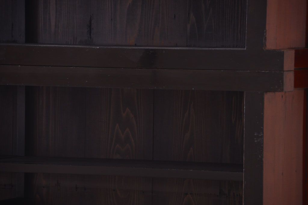 アンティーク家具　六尺　和製アンティーク　大正　引き出し付きの古い2段重ね飾り棚(水屋箪笥)