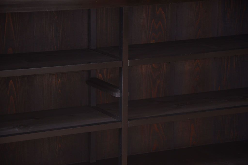 アンティーク家具　六尺　和製アンティーク　大正　引き出し付きの古い2段重ね飾り棚(水屋箪笥)