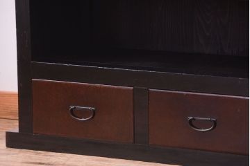 アンティーク家具　六尺　和製アンティーク　大正　引き出し付きの古い2段重ね飾り棚(水屋箪笥)