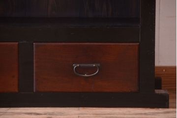 アンティーク家具　六尺　和製アンティーク　大正　引き出し付きの古い2段重ね飾り棚(水屋箪笥)