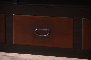 アンティーク家具　六尺　和製アンティーク　大正　引き出し付きの古い2段重ね飾り棚(水屋箪笥)