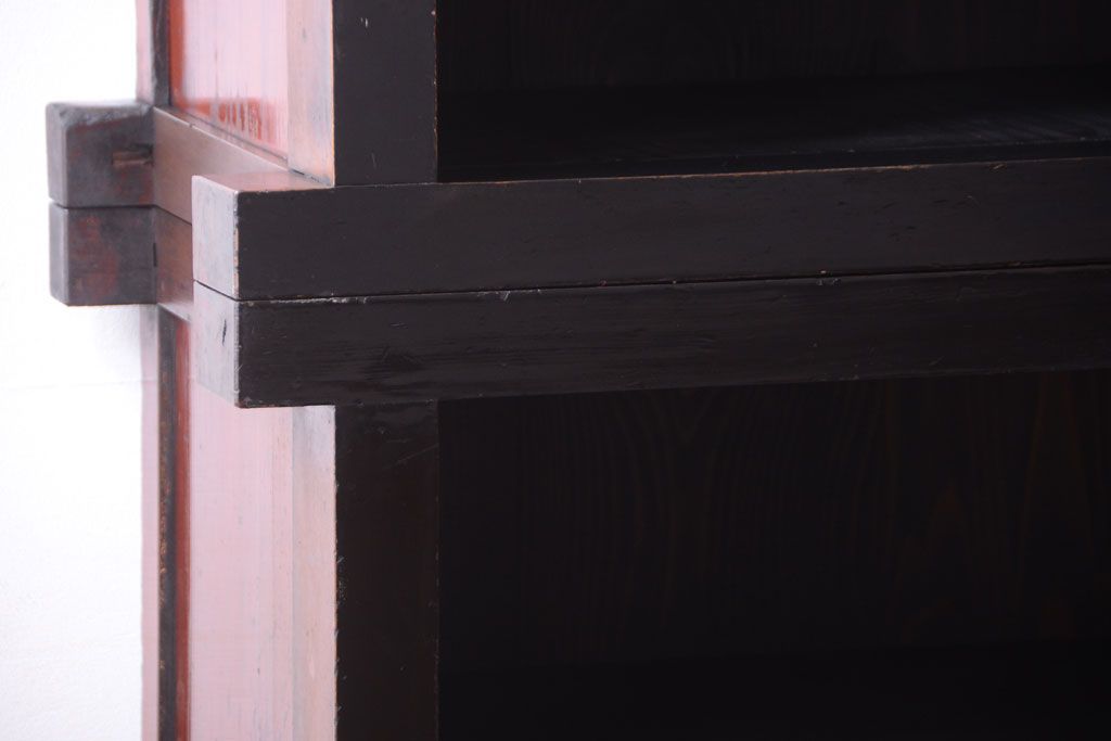 アンティーク家具　六尺　和製アンティーク　大正　引き出し付きの古い2段重ね飾り棚(水屋箪笥)