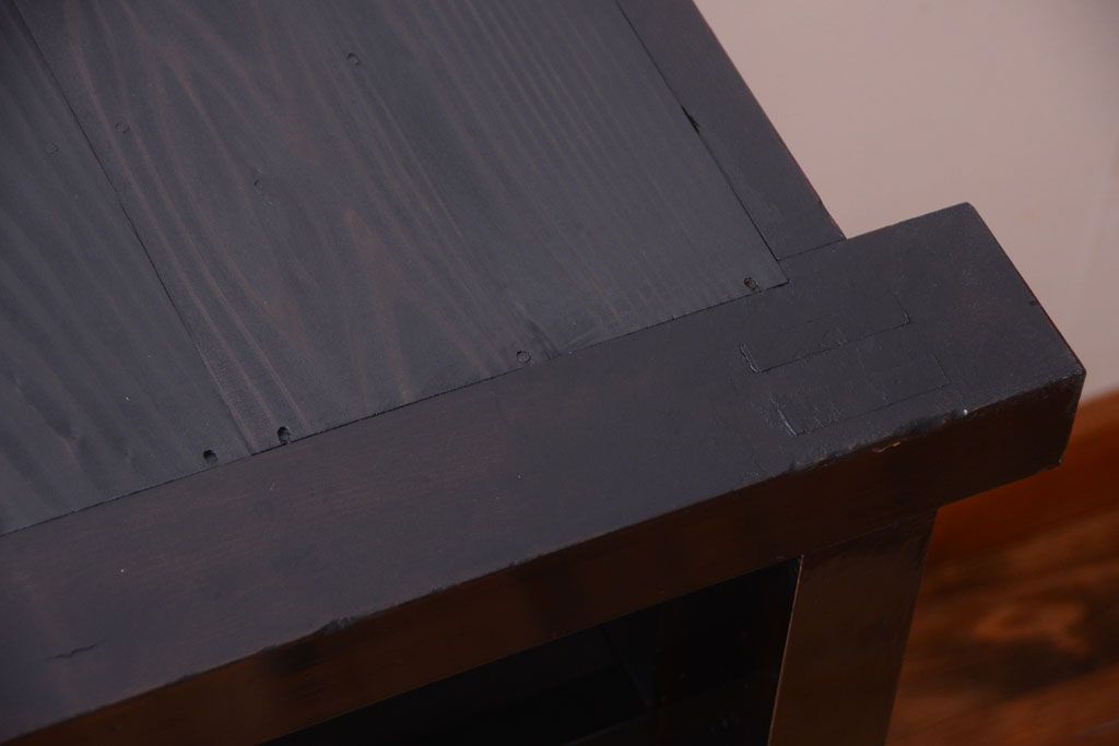 アンティーク家具　六尺　和製アンティーク　大正　引き出し付きの古い2段重ね飾り棚(水屋箪笥)