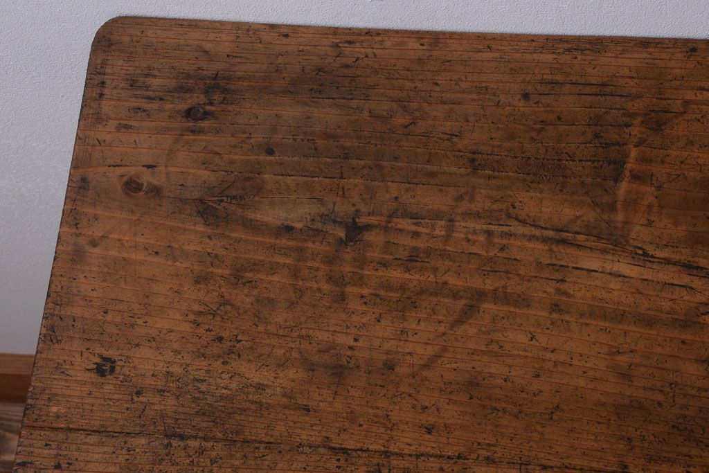 アンティーク家具　和製アンティーク　古い木味の銀モールガラス戸カウンターテーブル