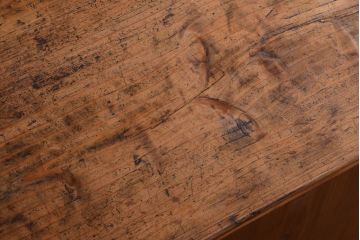 アンティーク家具　和製アンティーク　古い木味の銀モールガラス戸カウンターテーブル