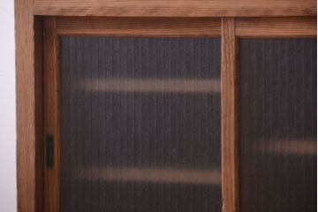 アンティーク家具　和製アンティーク　古い木味の銀モールガラス戸カウンターテーブル