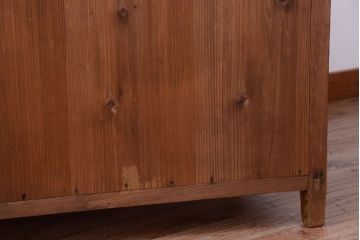 アンティーク家具　和製アンティーク　古い木味の銀モールガラス戸カウンターテーブル