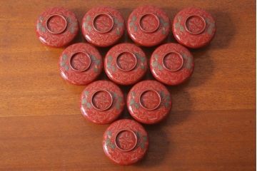 和製アンティーク　昭和十四年　輪島朱塗　桐蒔絵の木製椀10客