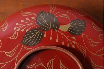 和製アンティーク　昭和十四年　輪島朱塗　桐蒔絵の木製椀10客