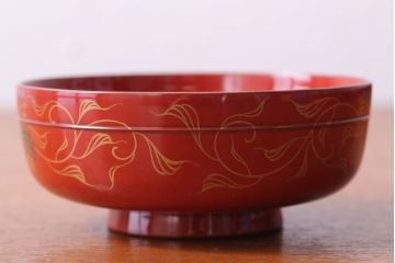 和製アンティーク　昭和十四年　輪島朱塗　桐蒔絵の木製椀10客