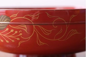 和製アンティーク　昭和十四年　輪島朱塗　桐蒔絵の木製椀10客