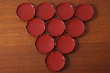 和製アンティーク　昭和十四年　輪島朱塗　桐蒔絵の木製椀10客