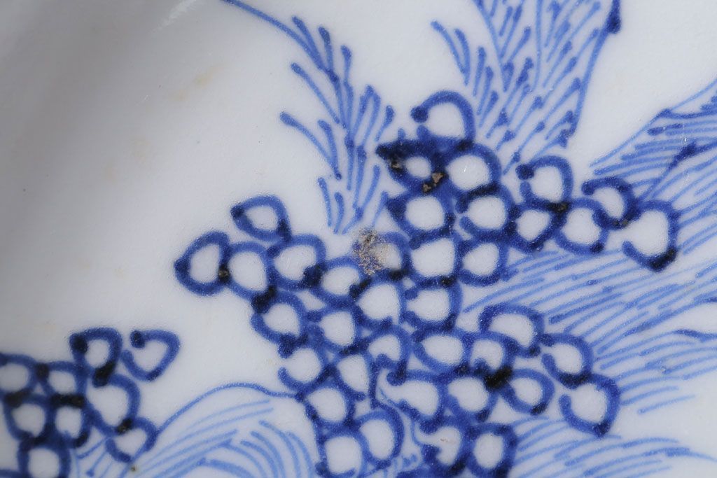 アンティーク雑貨　古民具・骨董　幕末〜明治期　山水図染付　6寸皿9枚セット