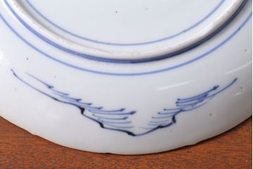 アンティーク雑貨　古民具・骨董　幕末〜明治期　山水図染付　6寸皿9枚セット