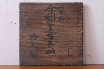 アンティーク雑貨　古民具・骨董　幕末〜明治期　山水図染付　6寸皿9枚セット