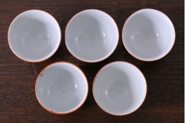 古民具・骨董　明治〜大正　九谷　上品な猪口(酒器)5客セット(1)