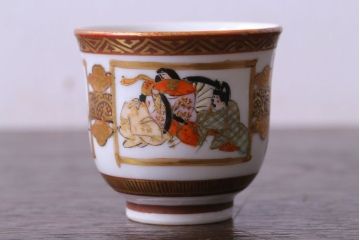 古民具・骨董　明治〜大正　九谷　上品な猪口(酒器)5客セット(1)