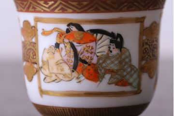 古民具・骨董　明治〜大正　九谷　上品な猪口(酒器)5客セット(1)