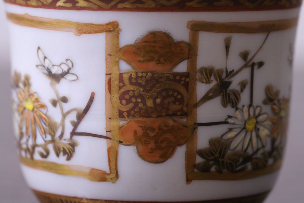 古民具・骨董　明治〜大正　九谷　上品な猪口(酒器)5客セット(1)