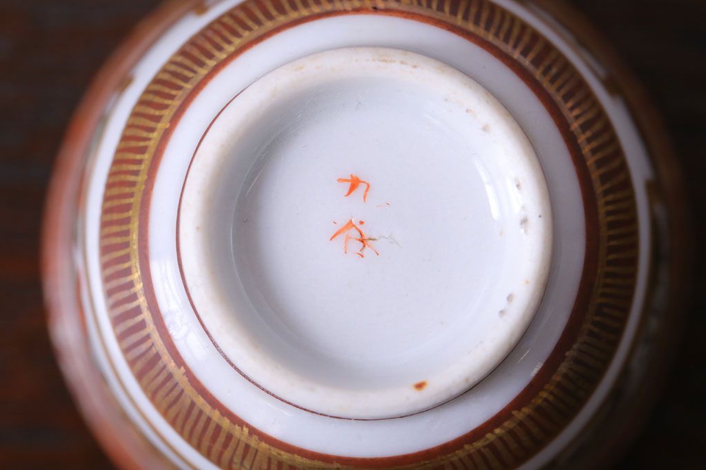 古民具・骨董　明治〜大正　九谷　上品な猪口(酒器)5客セット(1)