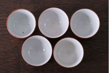 古民具・骨董　明治〜大正　九谷　上品な猪口(酒器)5客セット(2)