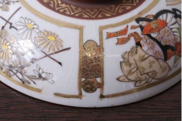アンティーク雑貨　古民具・骨董　明治〜大正　九谷 色絵蓋茶碗5客セット