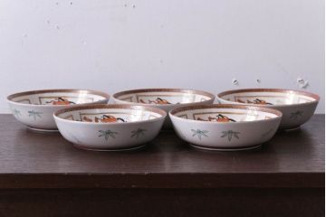 アンティーク雑貨　古民具・骨董　明治〜大正　九谷色絵なます皿5客セット