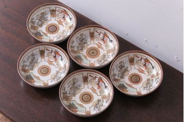 アンティーク雑貨　古民具・骨董　明治〜大正　九谷色絵なます皿5客セット