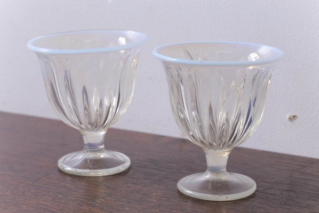 アンティーク雑貨　昭和レトロ　古いガラスの氷コップ2個セット