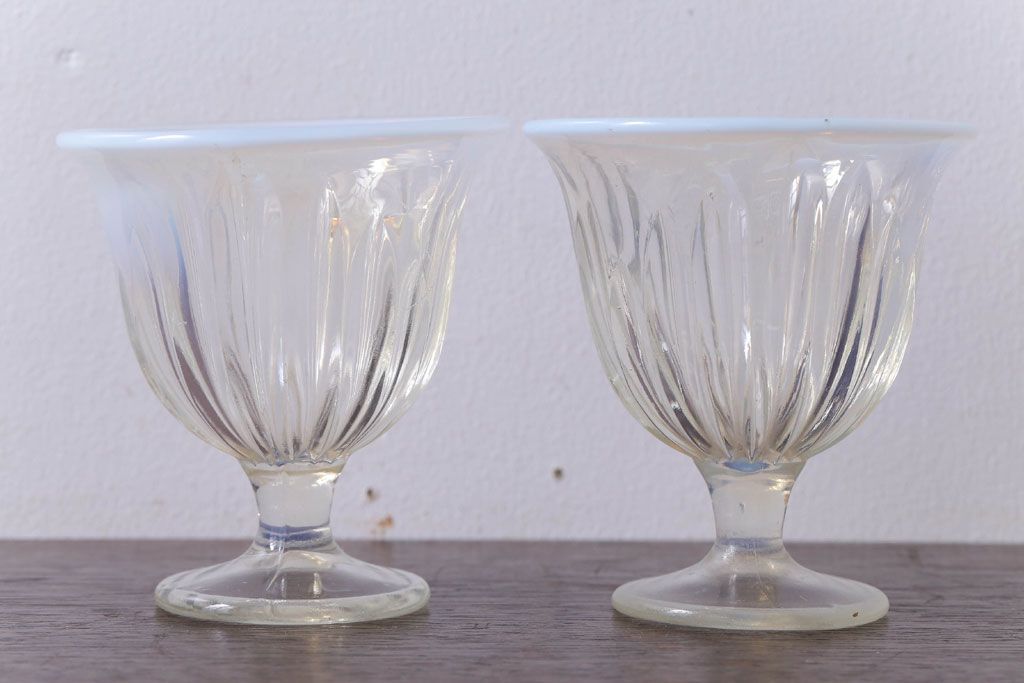 アンティーク雑貨　昭和レトロ　古いガラスの氷コップ2個セット