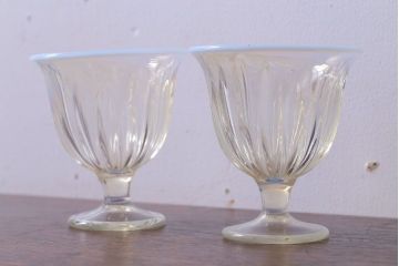 アンティーク雑貨　昭和レトロ　古いガラスの氷コップ2個セット