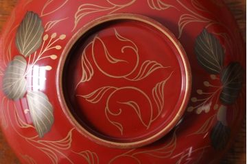 アンティーク雑貨　和製アンティーク　昭和十四年　輪島朱塗　桐蒔絵の木製椀10客(2)