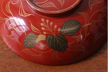 アンティーク雑貨　和製アンティーク　昭和十四年　輪島朱塗　桐蒔絵の木製椀10客(2)